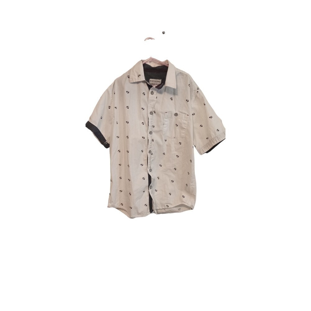 Distortion Youth anchor print white button down